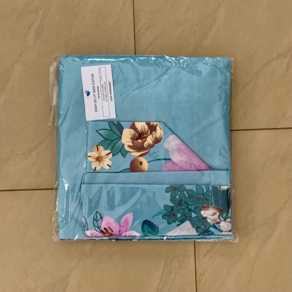 Drap de lit fleuri rose vert + 2 taies