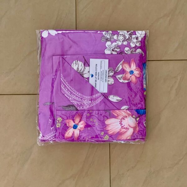 Drap de lit fleuri rose blanc + 2 taies